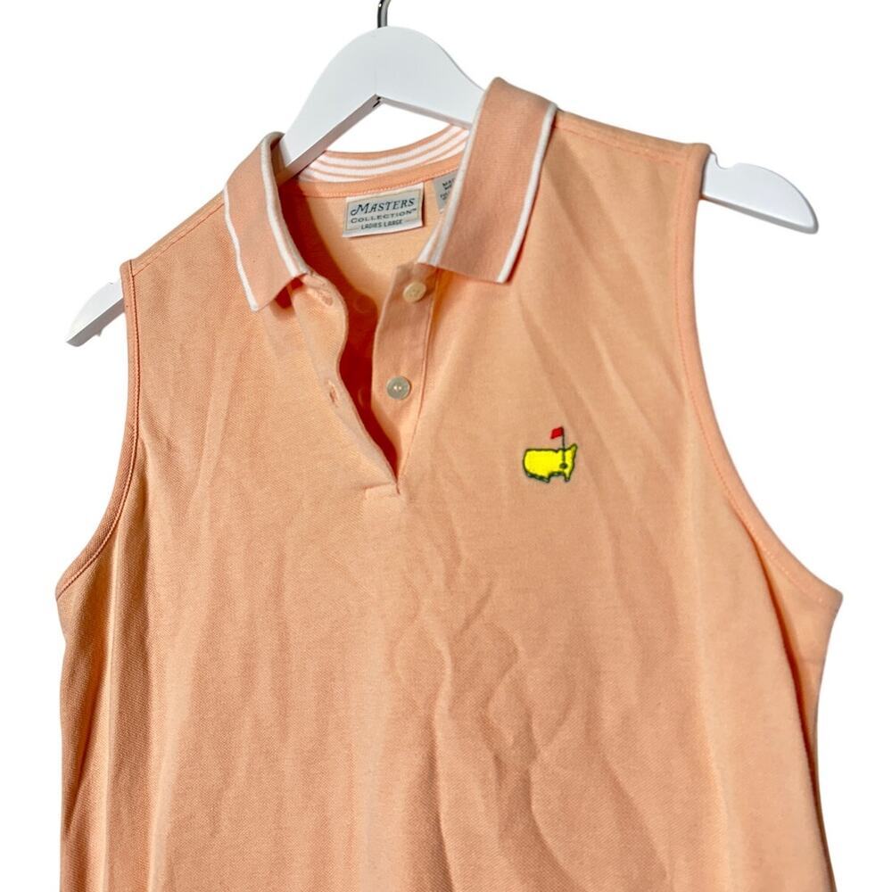 Augusta Masters Logo PGA Golf Size Large Women Sleeveless Polo Peach Pink Preppy - Picture 2 of 7